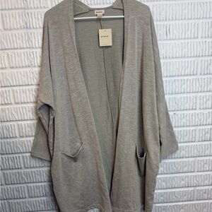DONNI Anthropologie Open Ribbed Cardigan Gray and White NWT | OSM